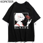 Аниме Токийский Гуль тоук футболки Kaneki Ken Мужская Женская мода уличная одежда Ulzzang летние футболки с коротким рукавом и круглым вырезом Топы Футболки