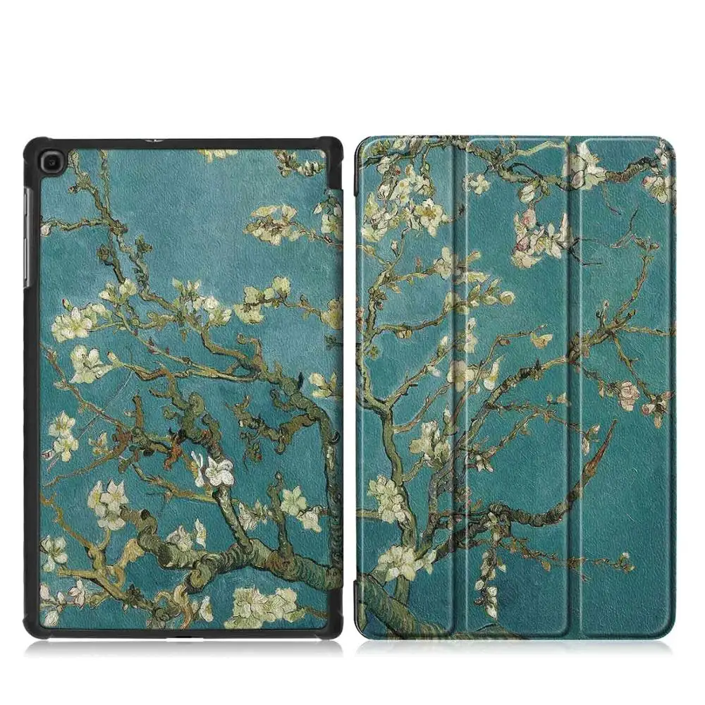 Apricot Blossom Ультра тонкий трехкратный умный чехол из искусственной кожи чехол подставка чехол для планшета Funda для Samsung Galaxy Tab A10.1 SM-T510/T515 выпущен - Цвет: Apricot Blossom