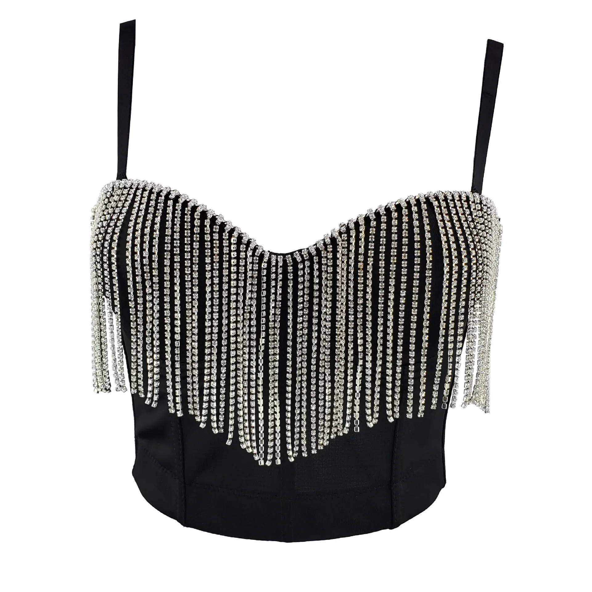 

Mayata Tassels Corset Rhinestone Bra Top Sexy Shinny Steampunk Bustier Slimming Women's Corset Sexy Party Bustier Top Corset