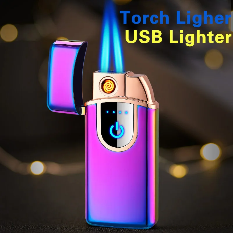 

Оригинальная электрическая Вольфрамовая USB-зажигалка, необычные зажигалки, струйная зафонарь Галка с двойным пламенем и ветрозащитным око...