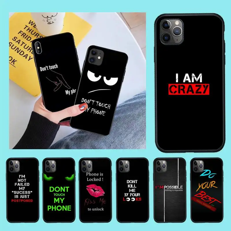 

YJZFDYRM Don't Touch My Phone Luxury Phone Case for iPhone 11 pro XS MAX 8 7 6 6S Plus X 5S SE 2020 XR case