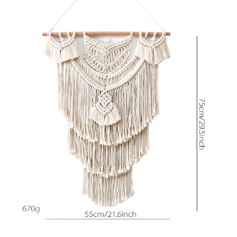 

Macrame Wall Hanging Tapestry Wall Decor Boho Chic Bohemian Woven Home Decoration 55X75cm