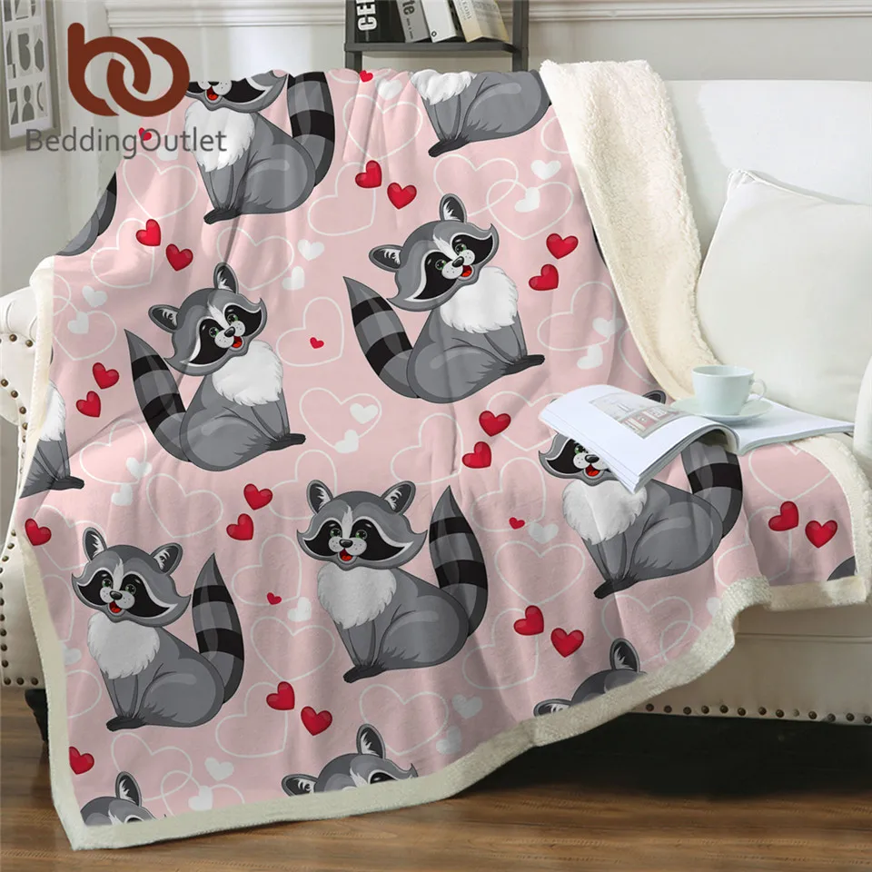BeddingOutlet забавное розовое одеяло из енота милые животные шерпа Флисовое