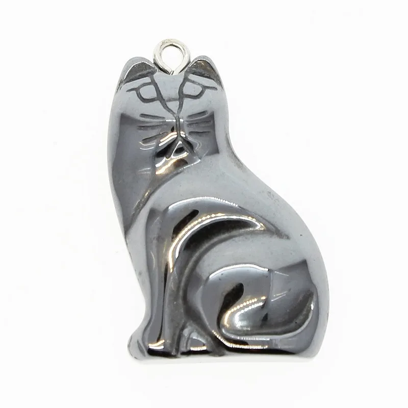 

5pc/bag Hematite Pendant Kitten Natural Hematite Pendant 29 * 21 * 6.5mm Handmade DIY Necklace Jewelry Accessories Charm