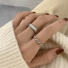 Женские серебряные кольца S925 пробы, регулируемые открытые кольца в ретро-стиле с простым геометрическим дизайном, ювелирные украшения, оптовая продажа
