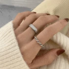 Женские серебряные кольца S925 пробы, регулируемые открытые кольца в ретро-стиле с простым геометрическим дизайном, ювелирные украшения, оптовая продажа