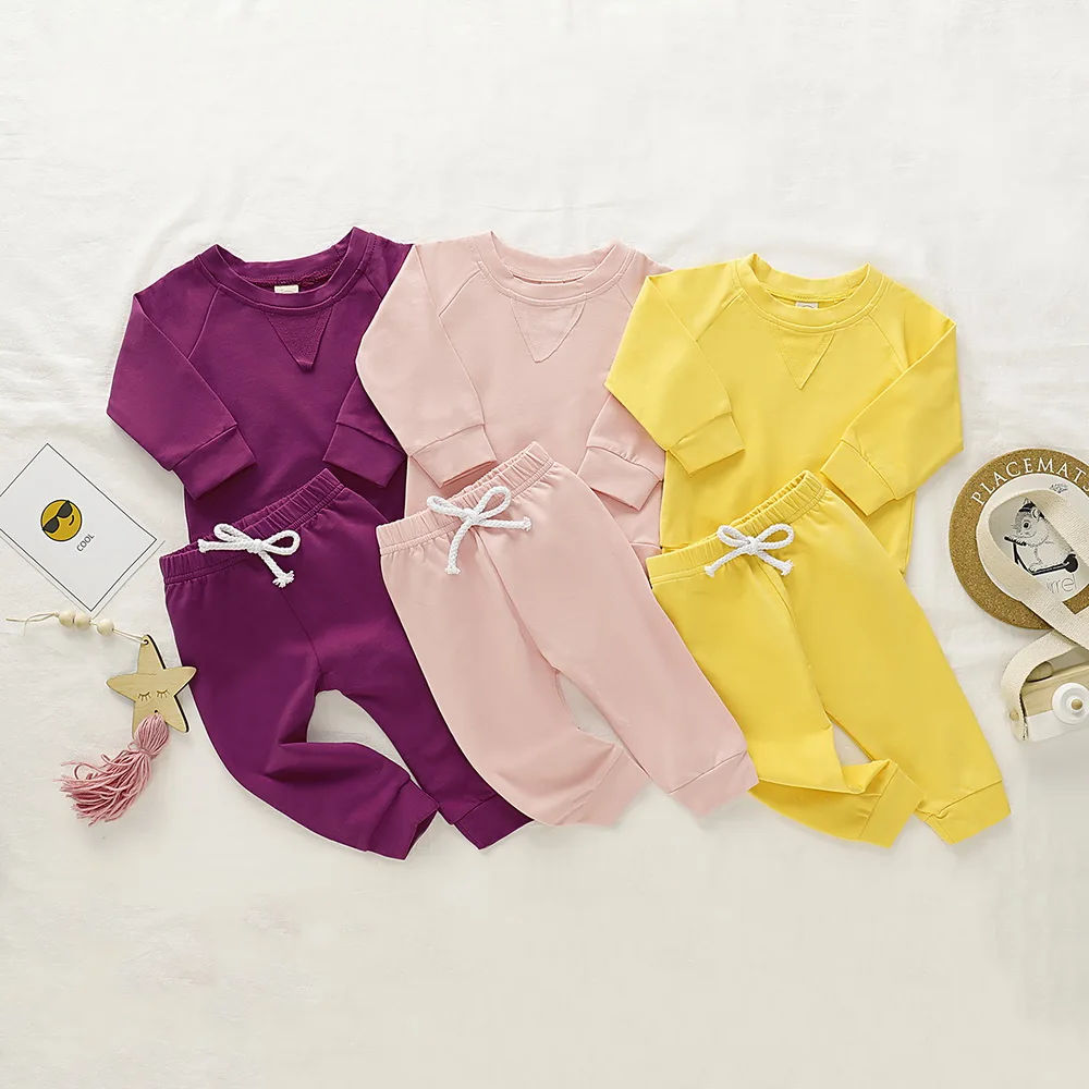 

Winter Long Sleeve Toddler Girls Clothes Sets Round Neck Sweatshirts+Pants 2pcs Outfits Casual Kids Boys Clothing Sportwear D30