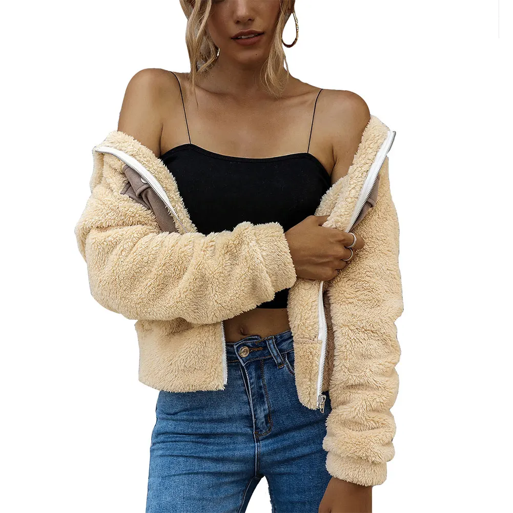 

Women's plush coat cardigan fashion plush thick coat spring and autumn clothing street style clothing fashion hot sale 2020