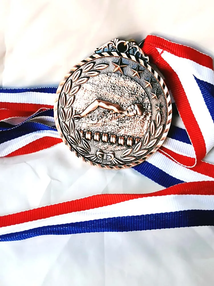 1 шт. медаль для плавания золотого цвета и мягкая эмаль сувениры с цветной лентой