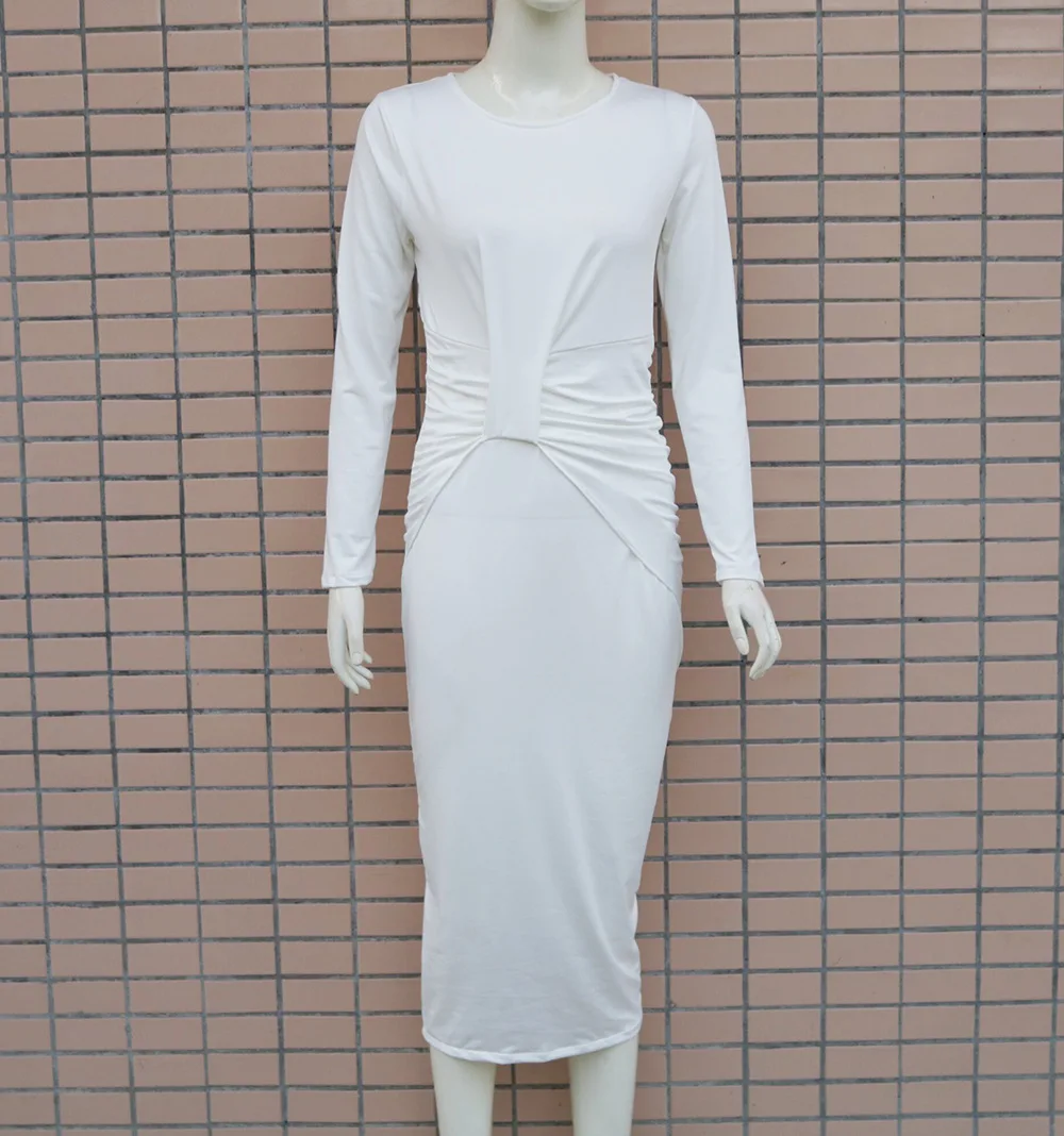 Женское длинное платье-футляр с длинным рукавом и узлом | Женская одежда