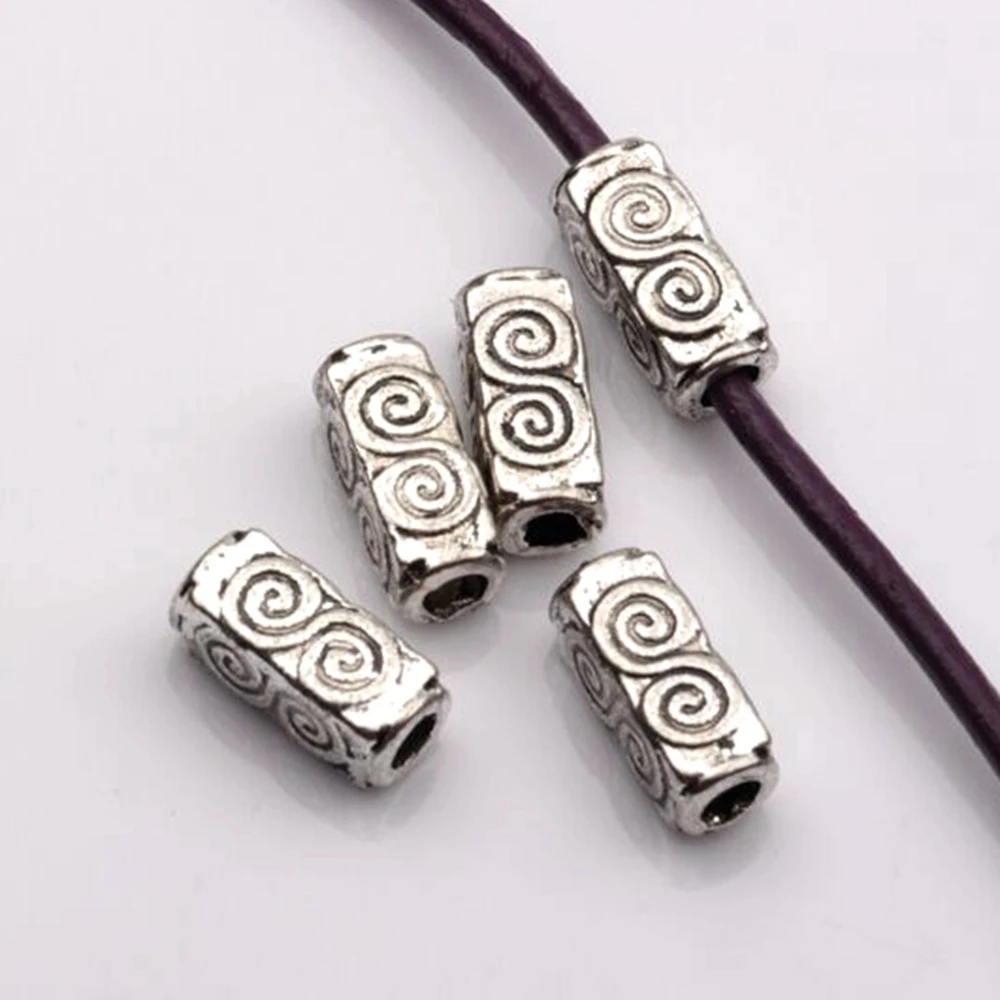 

100Pcs ZINC Alloy Swirl Rectangle Tube Beads For Jewelry Making Bracelet Necklace DIY Accessories 4.5mmx10.5mmx4.5mm D13