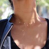 stars tassel necklace for women gold color choker trendy chain fashionable pentagon simple boho party jewelry gifts