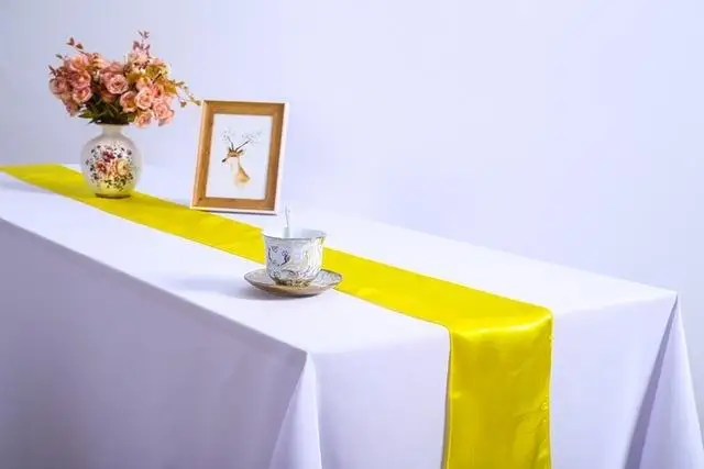 bright yellow 20 день рождения, вечерние, свадебные, черные, королевские, синие, бордовые, красные румяна, розовые, шампанские, фиолетовые, желтые, серебристые, красные, атласная настольная дорожка - Цвет: bright yellow