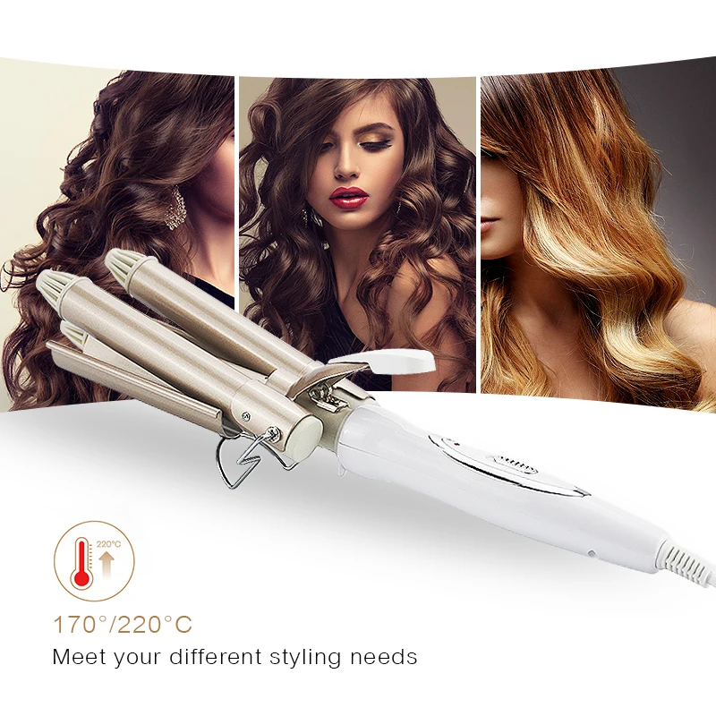 

KEMEI Hair Curling Iron Ceramic Triple Barrel Hair Curler Irons Hair Wave Waver Styling Tools Hair Styler Wand 40D