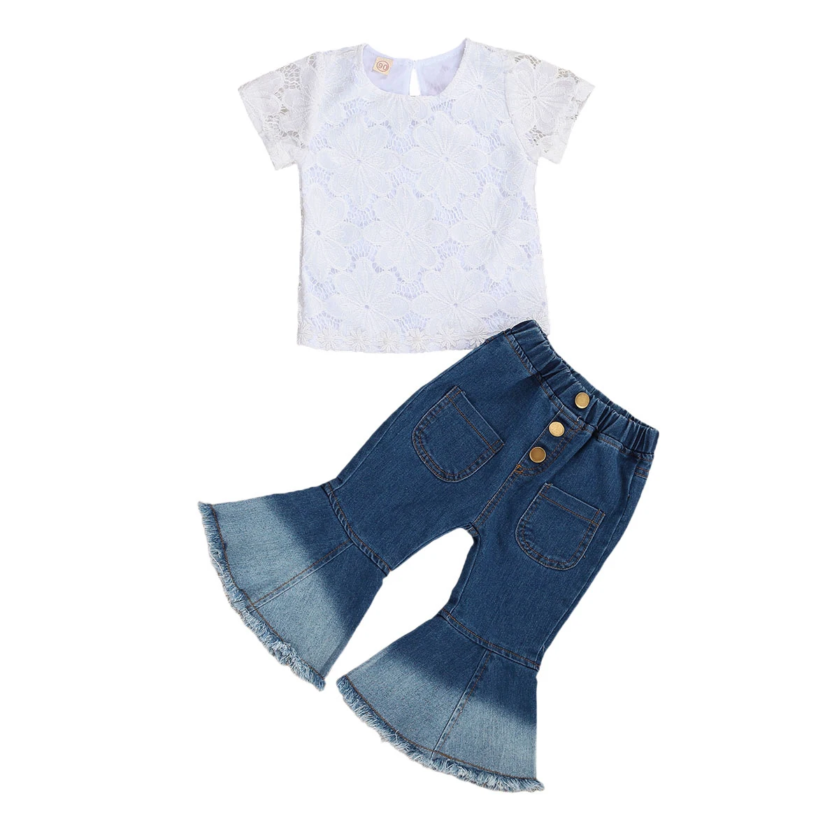 Новый комплект из 2 предметов для детей однотонный топ с круглым вырезом и