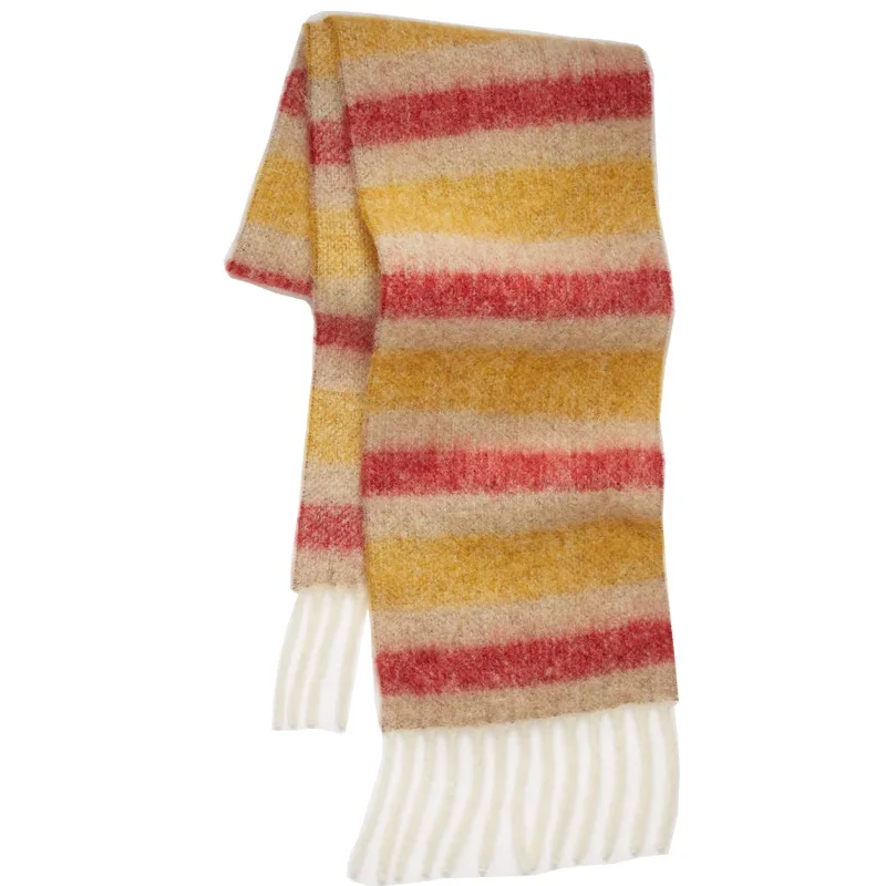 

2020 New AC Striped Color Matching Cashmere Tassel Scarves Winter Lengthened Men's and Women's Warm Scarf Dual-Purpose Shawl