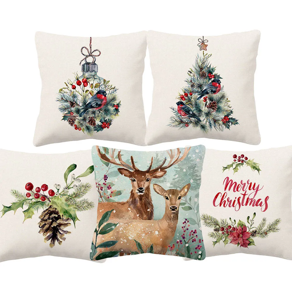 Merry Christmas Cushion Cover Xmas Pillow Case 45X45cm Home Decor Living Room Sofa Decoration | Дом и сад