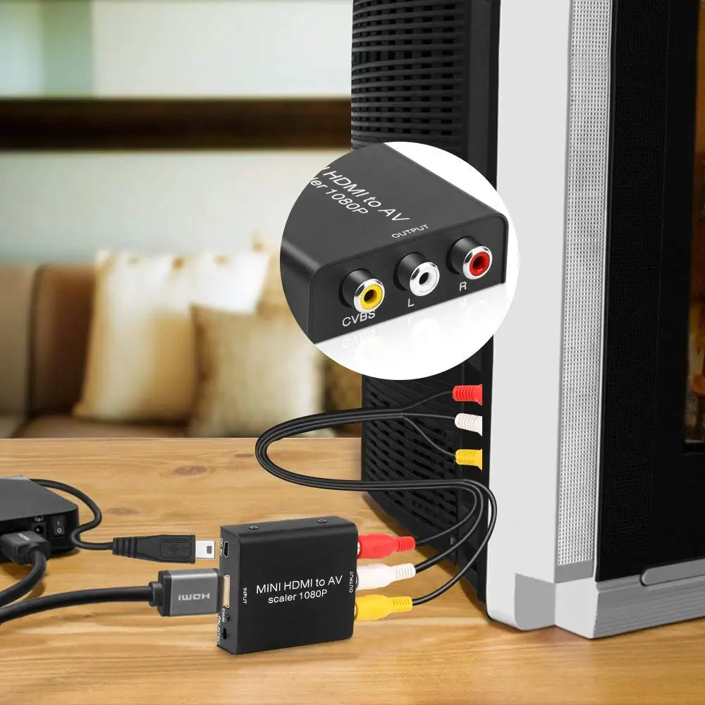 Onvian HDMI К AV конвертер адаптер 1080P к 3 RCA CVBS сплиттер видео и аудио Поддержка PAL/NTSC |