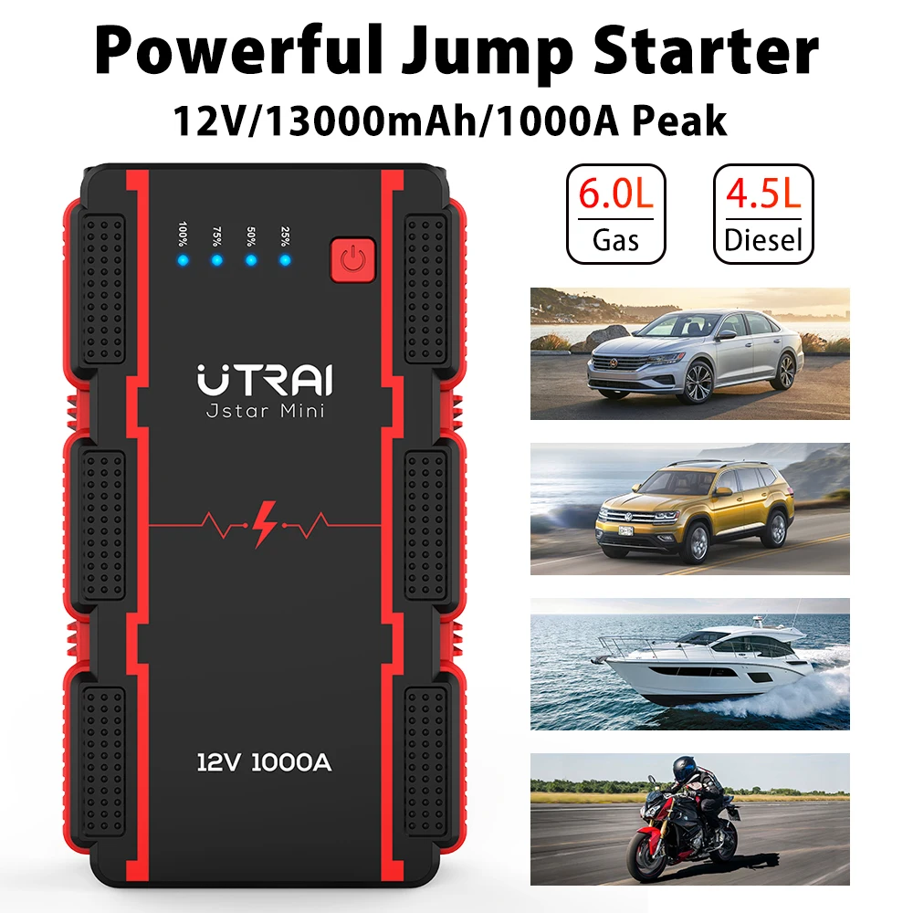 utrai 1000a jump starter 13000mah power bank starting device portable charger emergency booster 12v car battery jump starter free global shipping