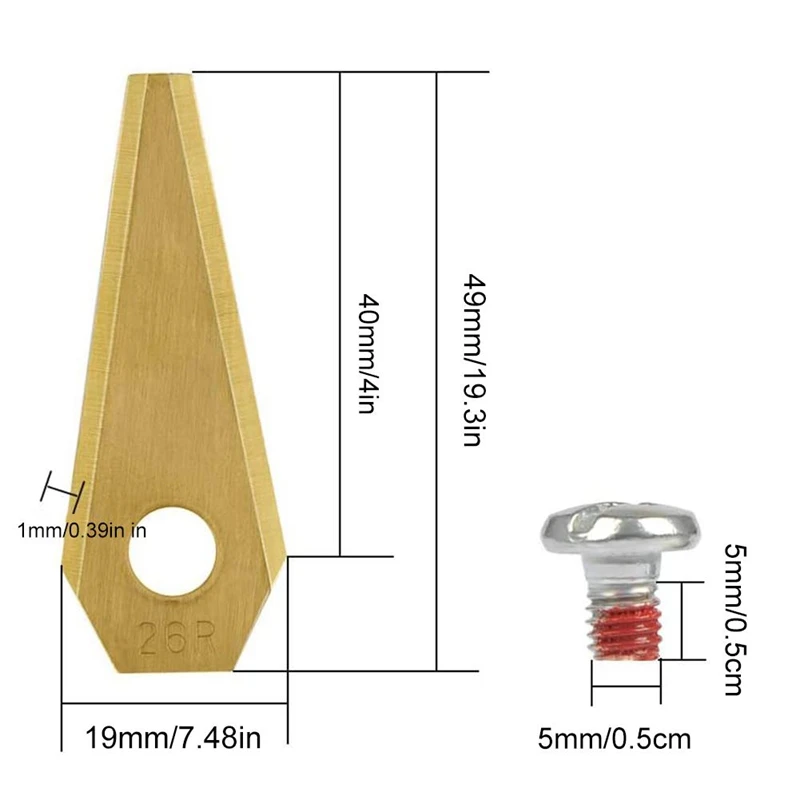 

18PCS 49X19X1MM Robot Mower Titanium Replacement Blade Anti-Rust Durable Mower Cutter for Indego Easy to Install