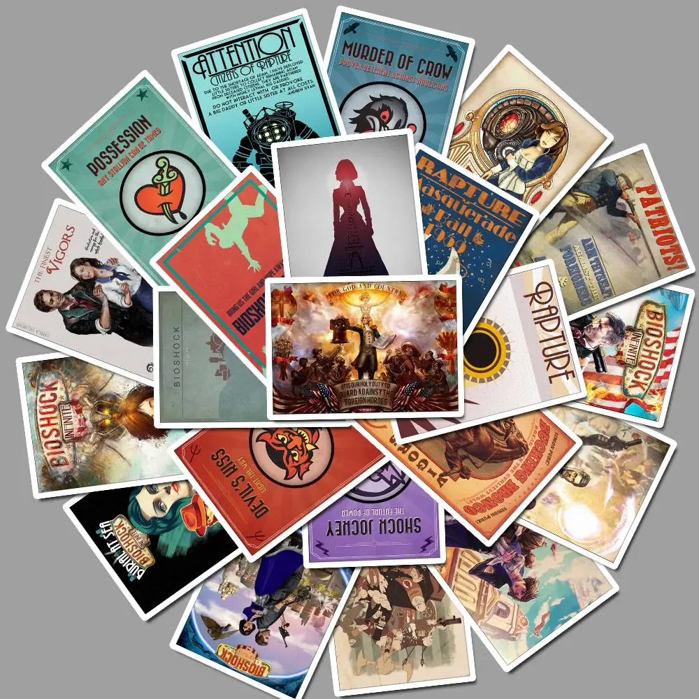 25 шт., не повторяющаяся игра, BioShock, крутая наклейка s для элементы стайлинга для ноутбука и автомобиля, телефона, велосипеда, багажа, мотоцикла, ПВХ, водонепроницаемая наклейка