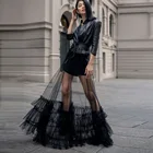 Женская Прозрачная Юбка-пачка, Длинная черная Однослойная юбка-макси из тюля с оборками, выполненная на заказ