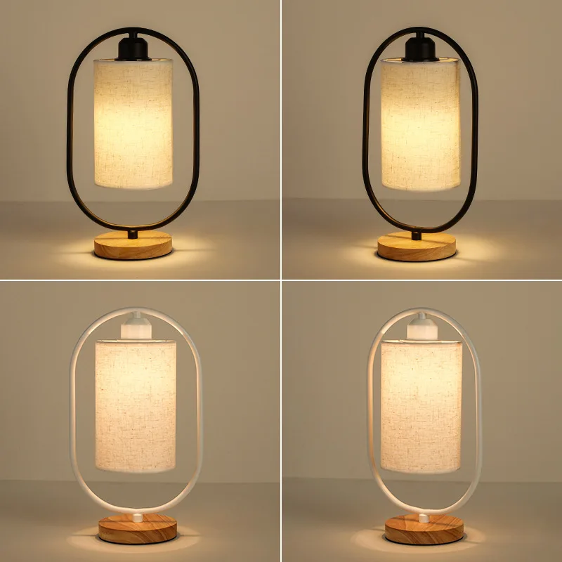 

European-style creative Chinese-style retro fabric wooden bedroom study bedside table lamp decoration home lighting LB100902