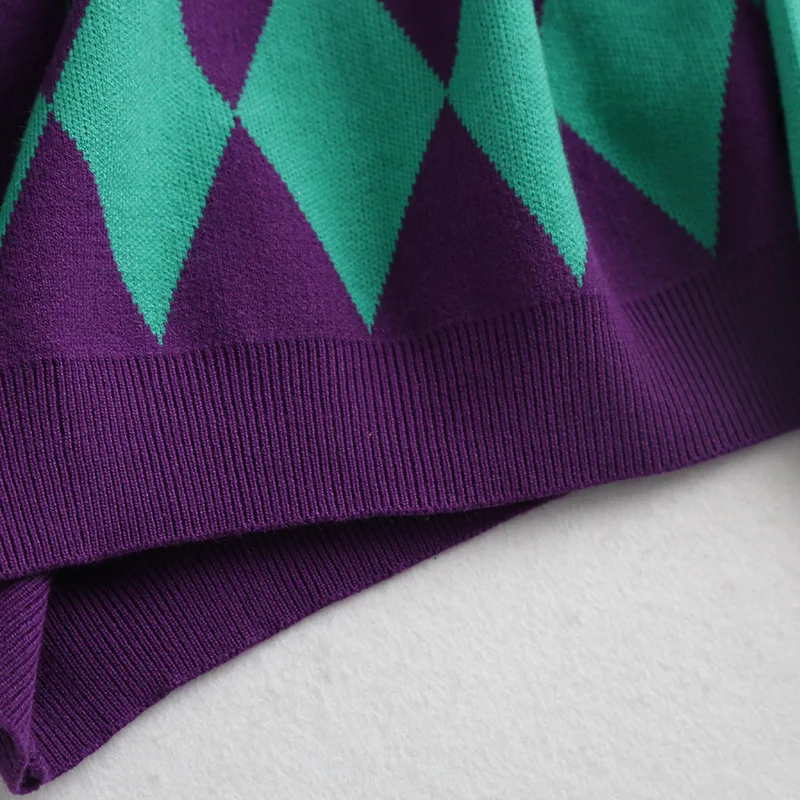 

2020 Autumn Vintage Plaid Oversize Knitted Sweater Fashion Slim Long Sleeve Cardigan Sweater Lady Casual Loose Chic Top