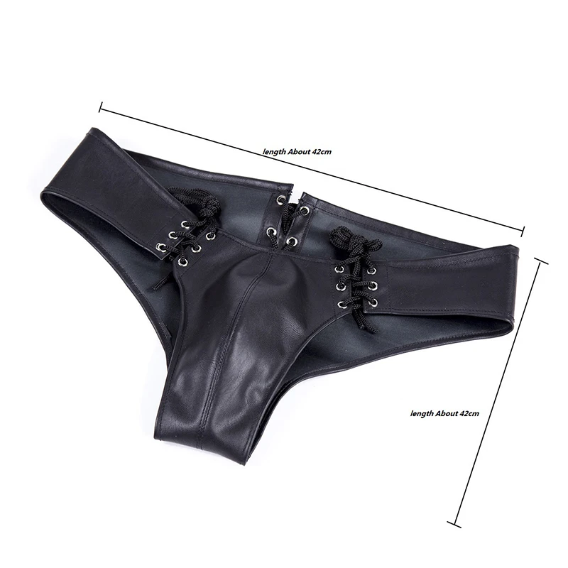 

Bound Men's Chastity Pants Husband and Wife Fun Toys Show Sexy Underwear Leather Pants