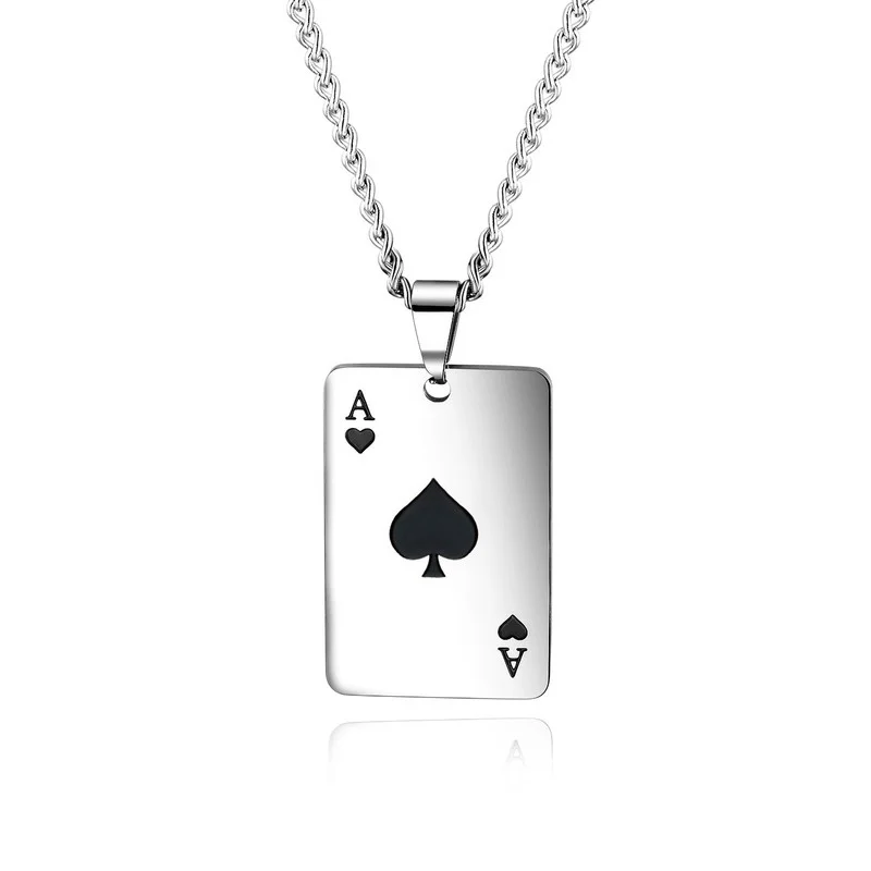 

Men's Retro Poker Hearts Spades A Punk Rock Hip Hop Fashion Pendant Necklace Boy Birthday Gift Jewelry Party Wholesale