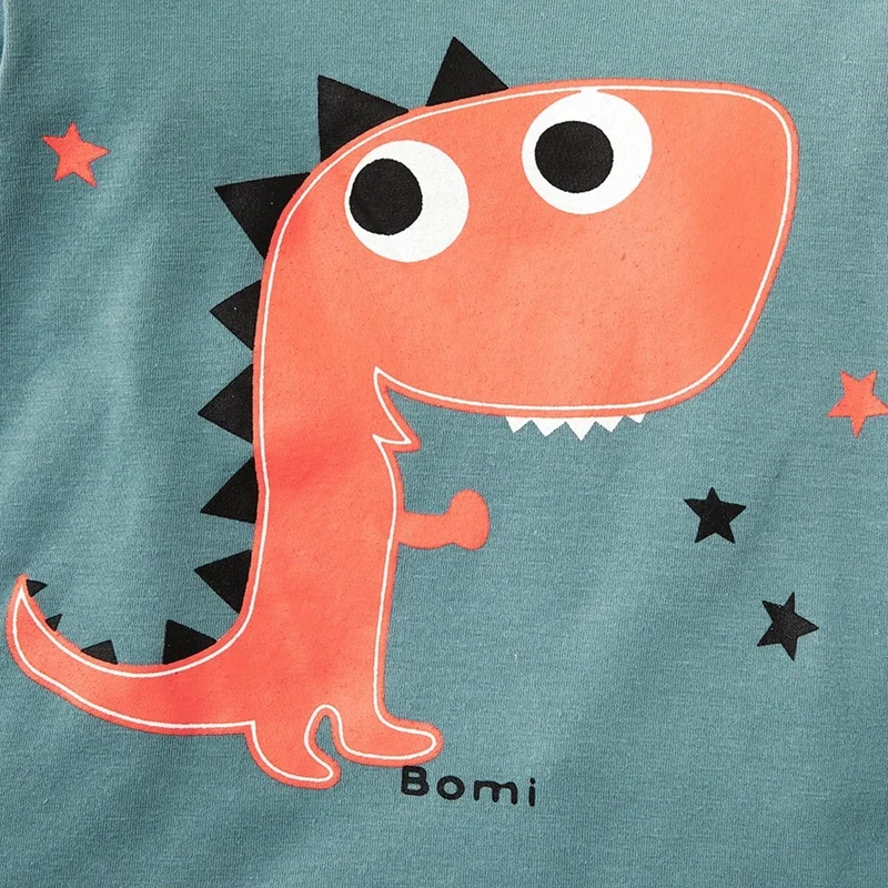 New Baby Girl Clothes 2 Pcs Set Cotton Lovely Cartoon Dinosaur Star Long Sleeve Tops+trousers Comfortable Home Baby Pajamas 1-4Y