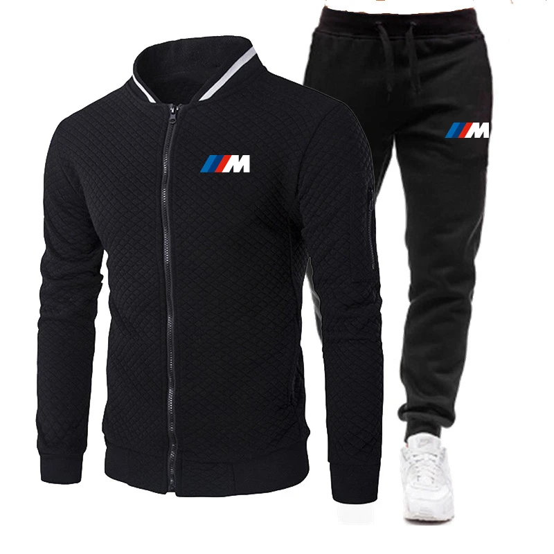 

2021 new two-piece sports BMW printed men's jacket + pants sweater hooded sportswear casual suit sports men