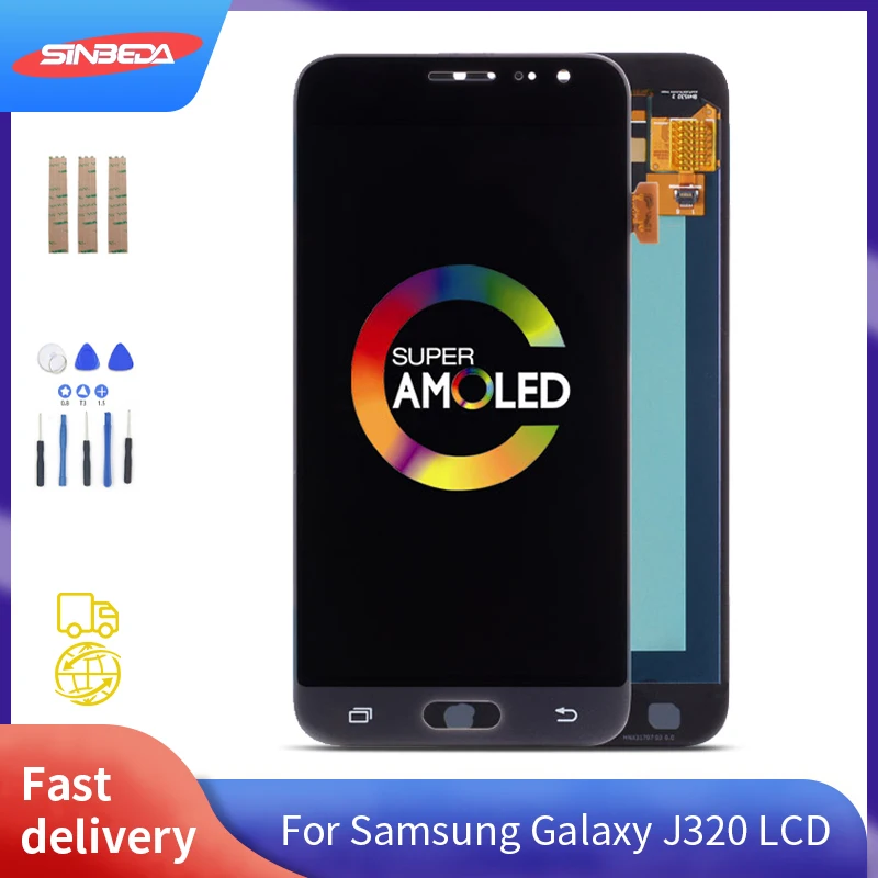 ЖК-дисплей Sinbeda AMOLED 5 0 дюйма для SAMSUNG Galaxy J320 с сенсорным экраном и дигитайзером J3 2016