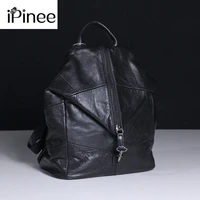ipinee women cow leather backpack large capacity soft genuine leather school bags for ladies high quality travel bags