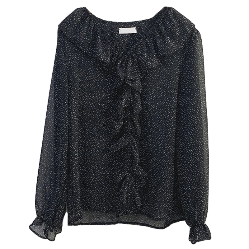 Милые блузки с оборками одежда в Корейском стиле топ расклешенными рукавами и V