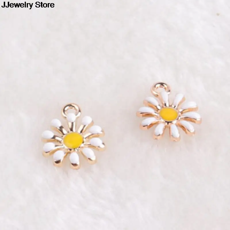 10 шт. эмаль Подсолнух форма маргаритки сплав золотой тон очаровательные серьги
