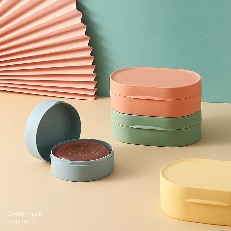 Caja de jab&oacute;n impermeable para viaje, soporte de jab&oacute;n creativo de Color s&oacute;lido, estante de drenaje para el hogar, accesorios de ba&ntilde;o-0