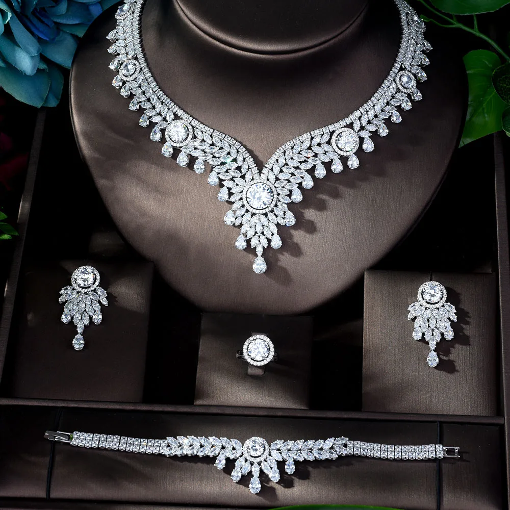 HIBRIDE классические наборы свадебных украшений AAA кубический цирконий медь