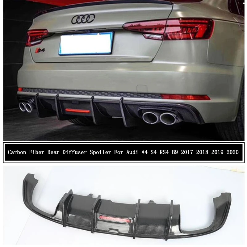 Задний бампер из углеродного волокна диффузор спойлер для Audi A4 S4 RS4 B9 2017 2018 2019 2020
