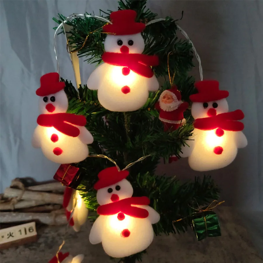 

LED Christmas fabric plush snowman light strings creative non-woven holiday party color lights Christmas tree decoration pendant