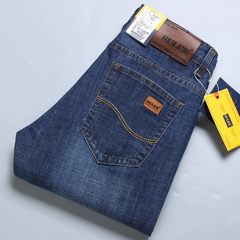 

2021 Autumn Winter New Men'S Brand Jeans Business Fashion Loose Straight Stretch Denim Trousers Male Quality Slim-Fit Soft Pants
