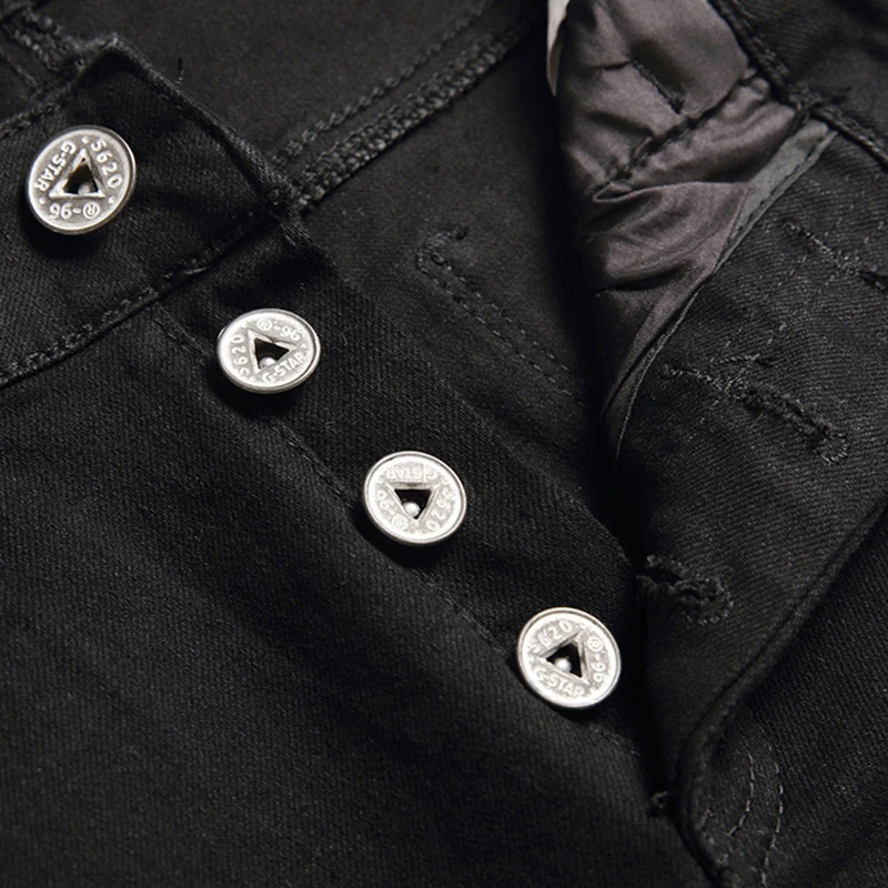 Джинсы в европейском и американском стиле мужские черные эластичные брюки с