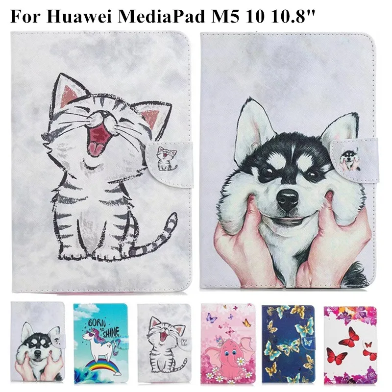 Милый чехол из искусственной кожи с единорогом и котом для Huawei MediaPad M5 10 8 флип