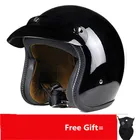 Мотоциклетный шлем в стиле ретро, шлем с открытым лицом, в винтажном стиле, матовый черный, в горошек, Размеры S M L Xl