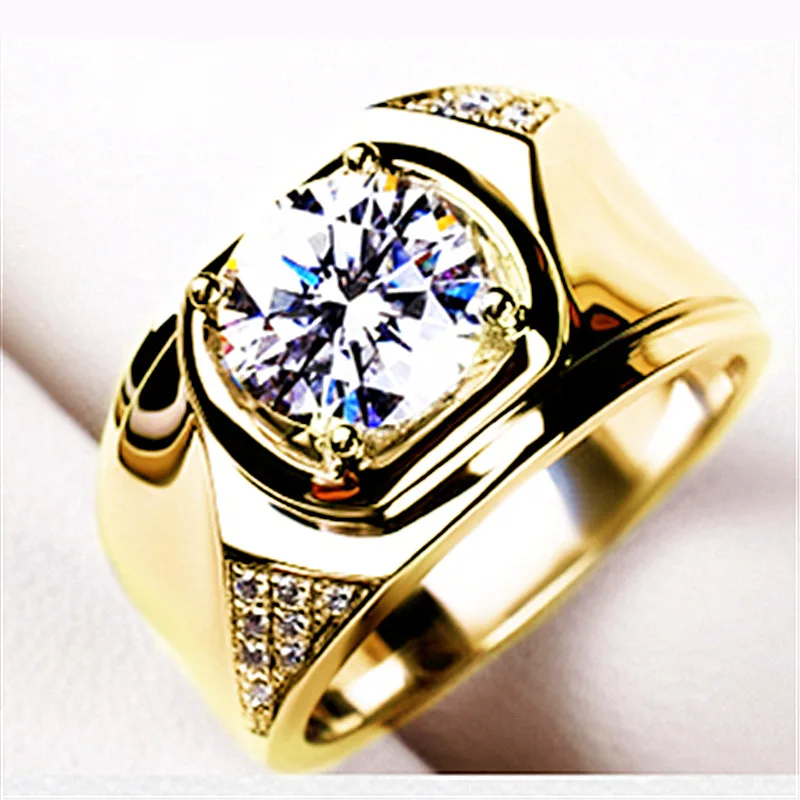 

Модные золотые кольца с кристаллами для мужчин ювелирные изделия модное посеребренное мужское кольцо на палец яркие свадебные аксессуары ...