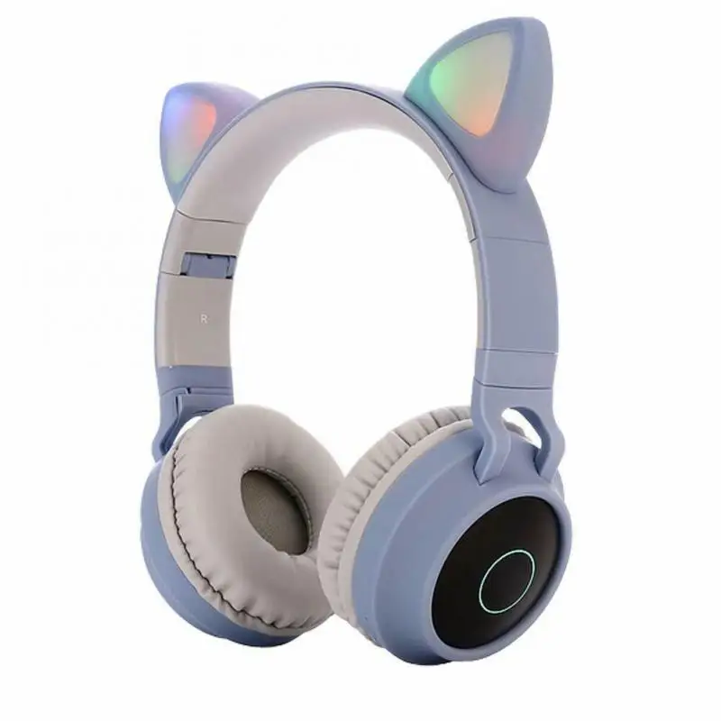 Шумоподавляющие LED наушники с кошачьими ушами молодежные Bluetooth 5.0 детские