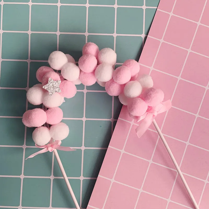 1 шт. лидер продаж розовый синий мягкий помпон облачный торт Топпер детский душ