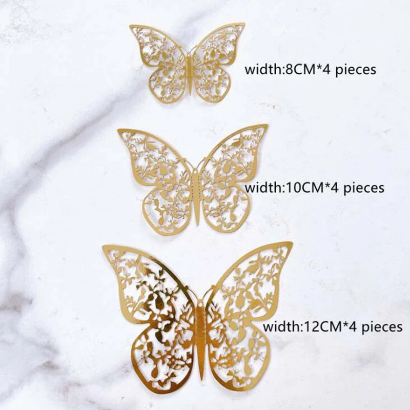 

12 шт., декоративные бабочки для украшения торта