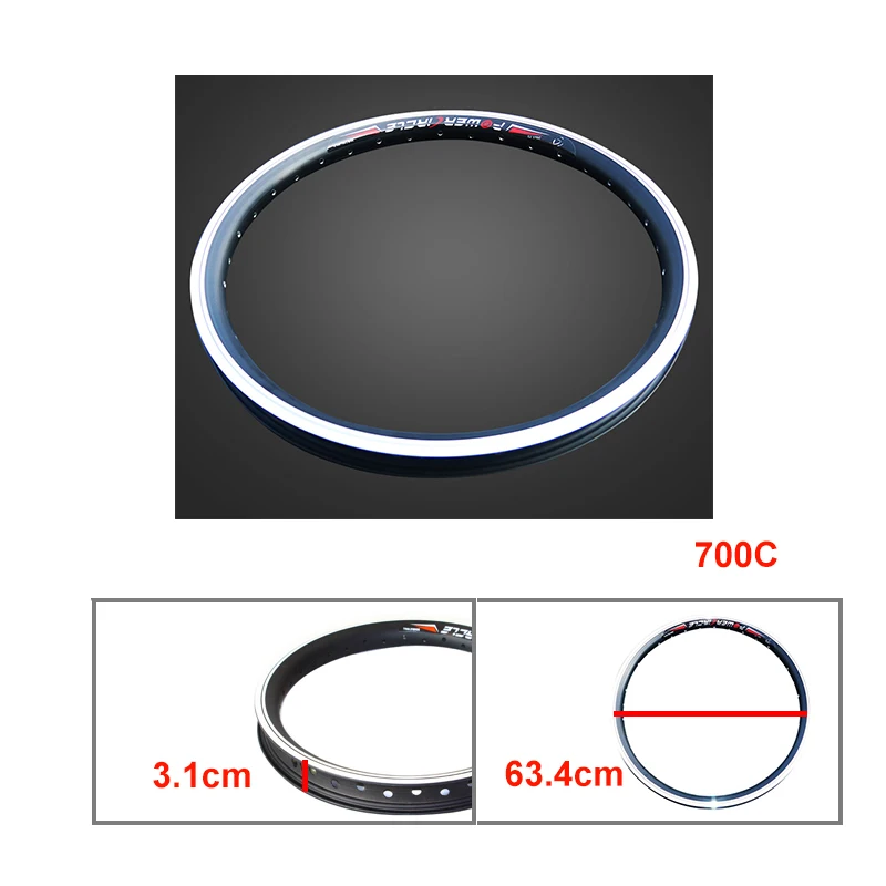 2" 24" 2" 700C обод колеса алюминиевый сплав Электрический велосипед 36H спицы отверстие двойной слой MTB дорожный Электрический велосипед Ebike велосипедные диски - Цвет: 700C width 3.1cm