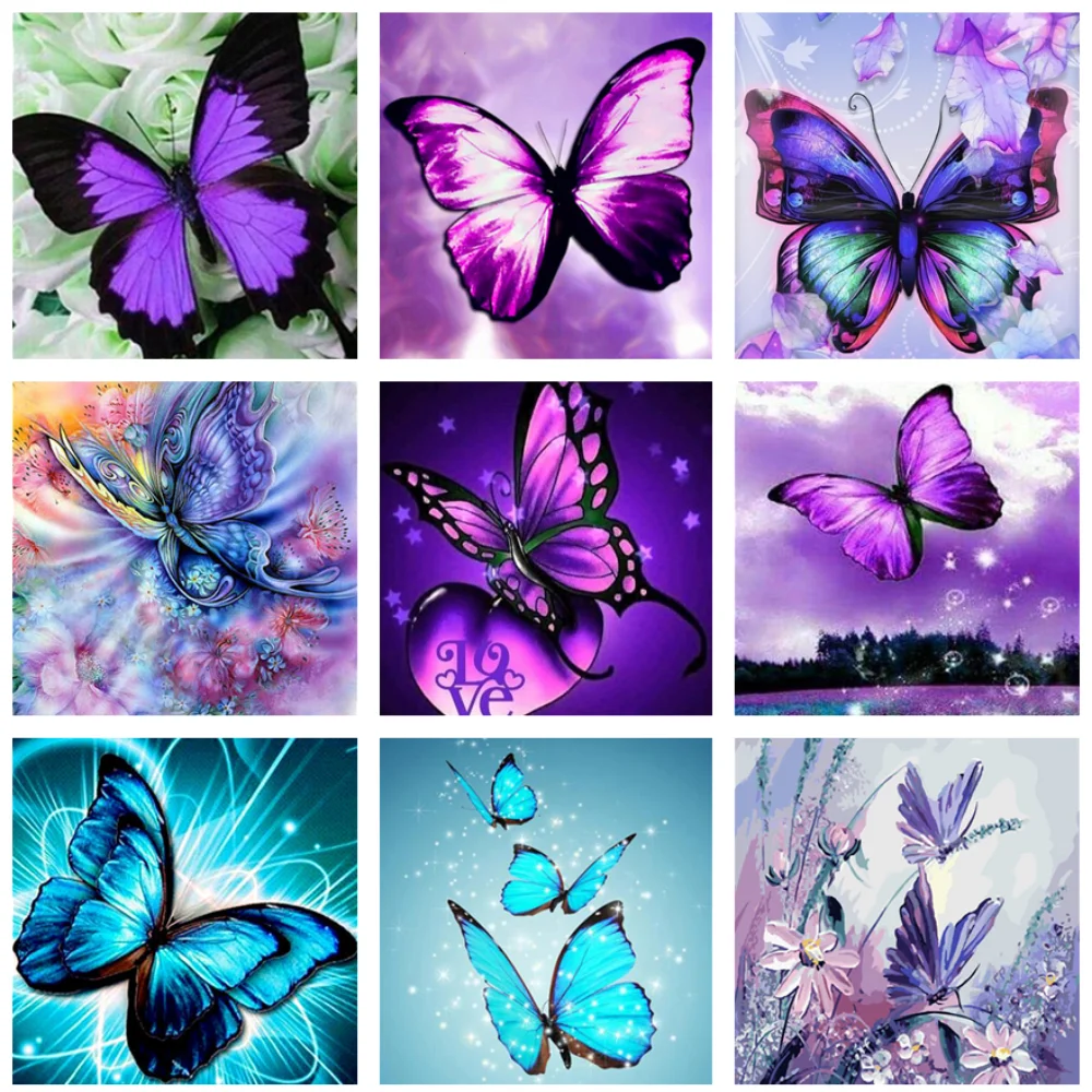 

Алмазная 5D картина «сделай сам», картина с красочными бабочками, полное круглое сверло, цветы, вышивка крестиком, домашний декор, подарок